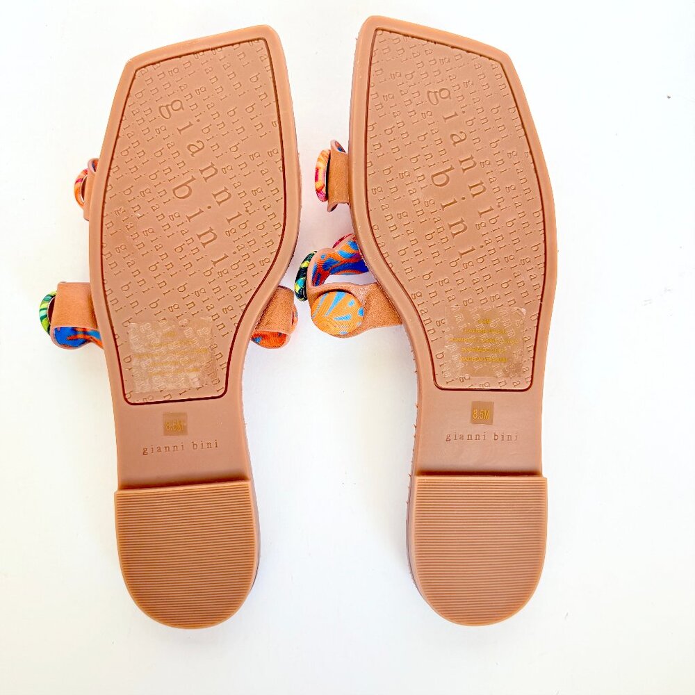 Gianni Bini Colorful Tropical Floral Leather Sandals Size 8.5 - Picture 6 of 7